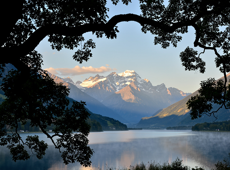 Natural framing composition with tree branches