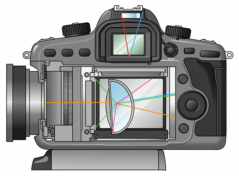 Side-by-side view showing DSLR center AF points versus mirrorless full-frame AF coverage across the viewfinder