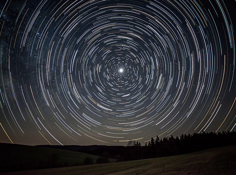 Star trail photograph around north star