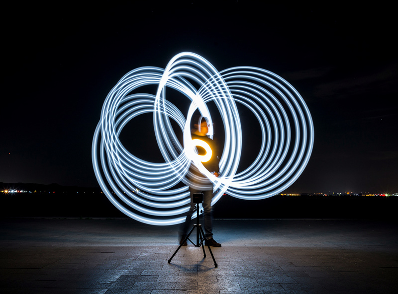 Light painting during long exposure