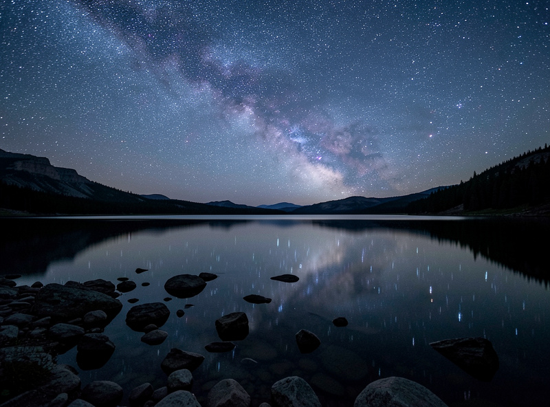 Wide-field Milky Way over a dark Swedish lake shot on a mirrorless camera and tripod