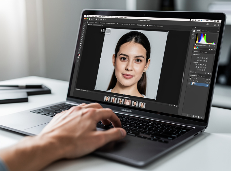 Full-screen single-image review during photo culling on a laptop