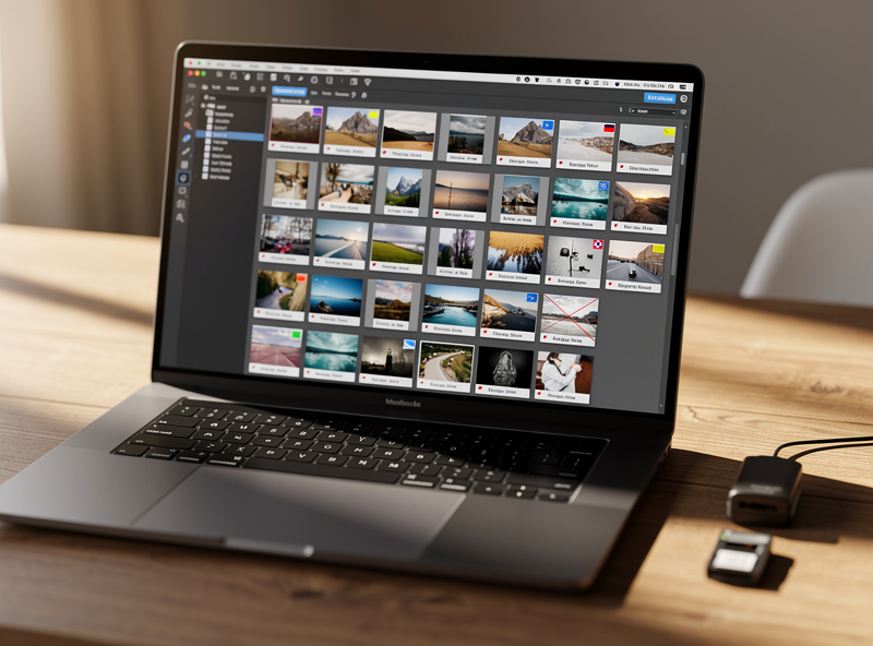 Lightroom library grid view with flagged and rejected images during import