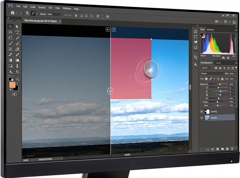 Masking adjustment selectively brightening a sky in Lightroom