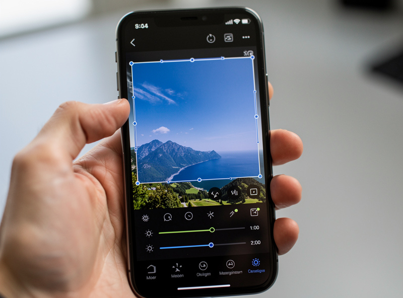 A mobile photo editing app showing selective masking on a sky