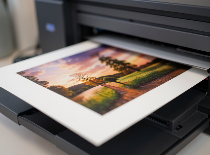 Pigment inkjet photo print on fine art paper next to a calibrated editing monitor