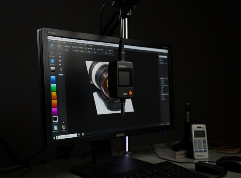 Hardware colorimeter calibrating a monitor for accurate photo printing