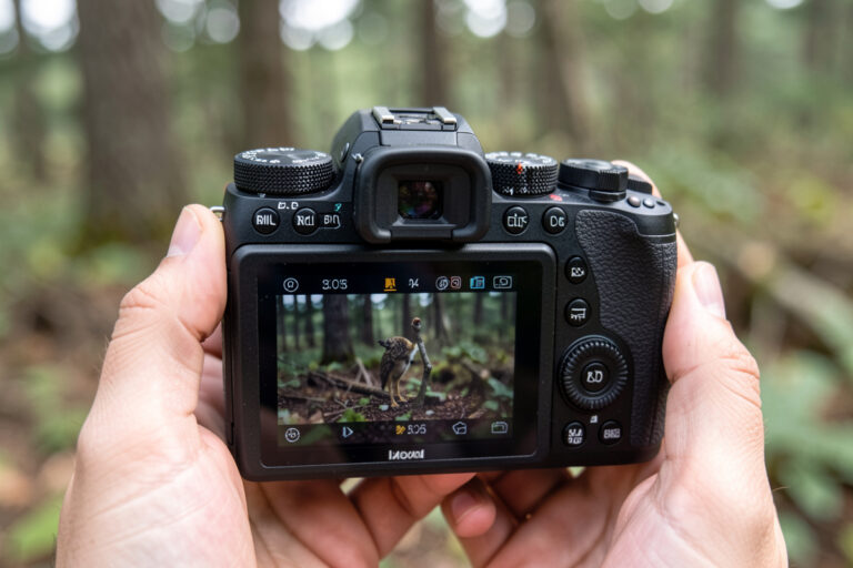 Mirrorless camera dials set for wildlife photography with fast shutter and burst drive