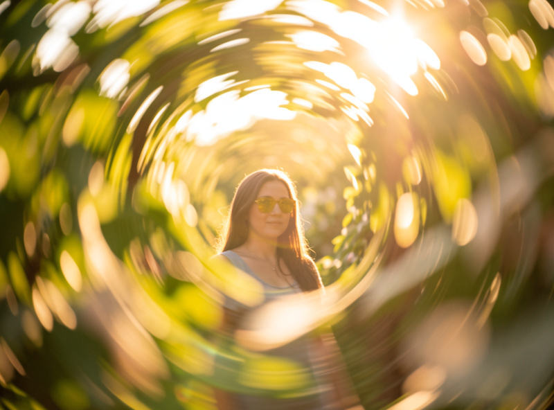 Swirly bokeh background from a Helios 44-2 lens showing the spinning vortex effect around a backlit subject