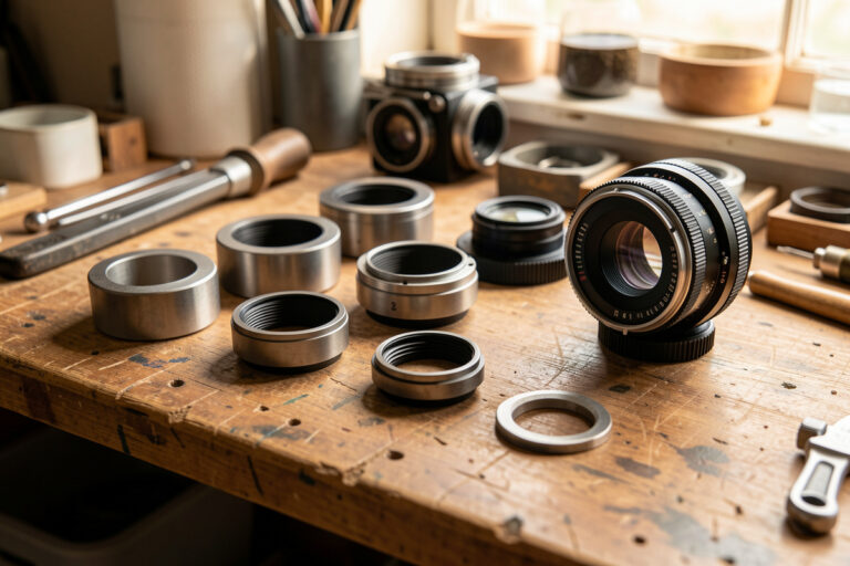 Lens adapters for mirrorless cameras including a dumb ring and speed booster