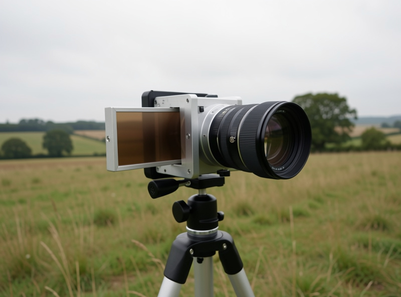 Square filter holder mounted on a wide-angle lens with a graduated ND filter sliding into the bracket