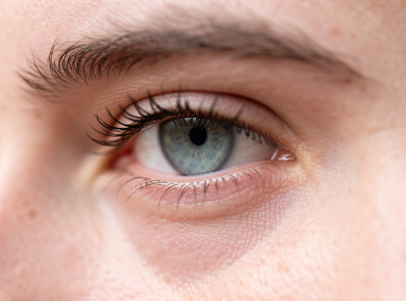 Tack-sharp close portrait captured at a fast shutter in soft daylight with crisp eyelash detail