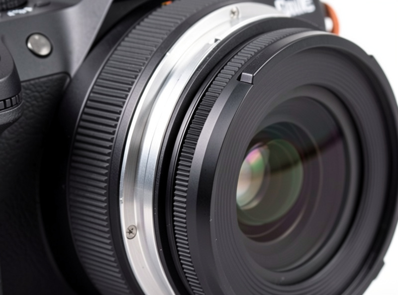 A screw-in filter threaded flush onto the front of a compact mirrorless lens